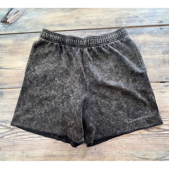 Champion Mineral Dye Fleece Shorts Mens L Black Elastic Waist Pockets Gym - Picture 1 of 7